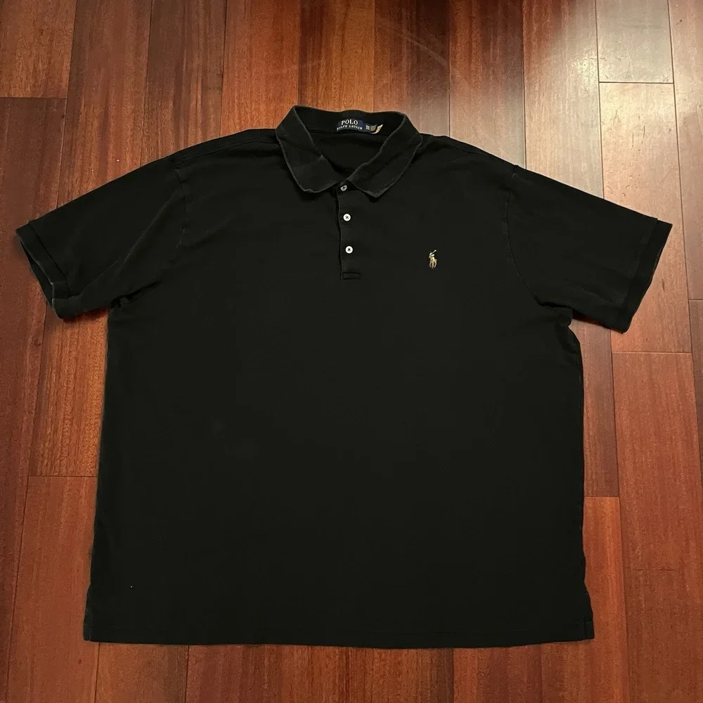 Polo Ralph Lauren Polo Mens 3XB Short Sleeve Black Logo Big Tall Fit Preppy Pony